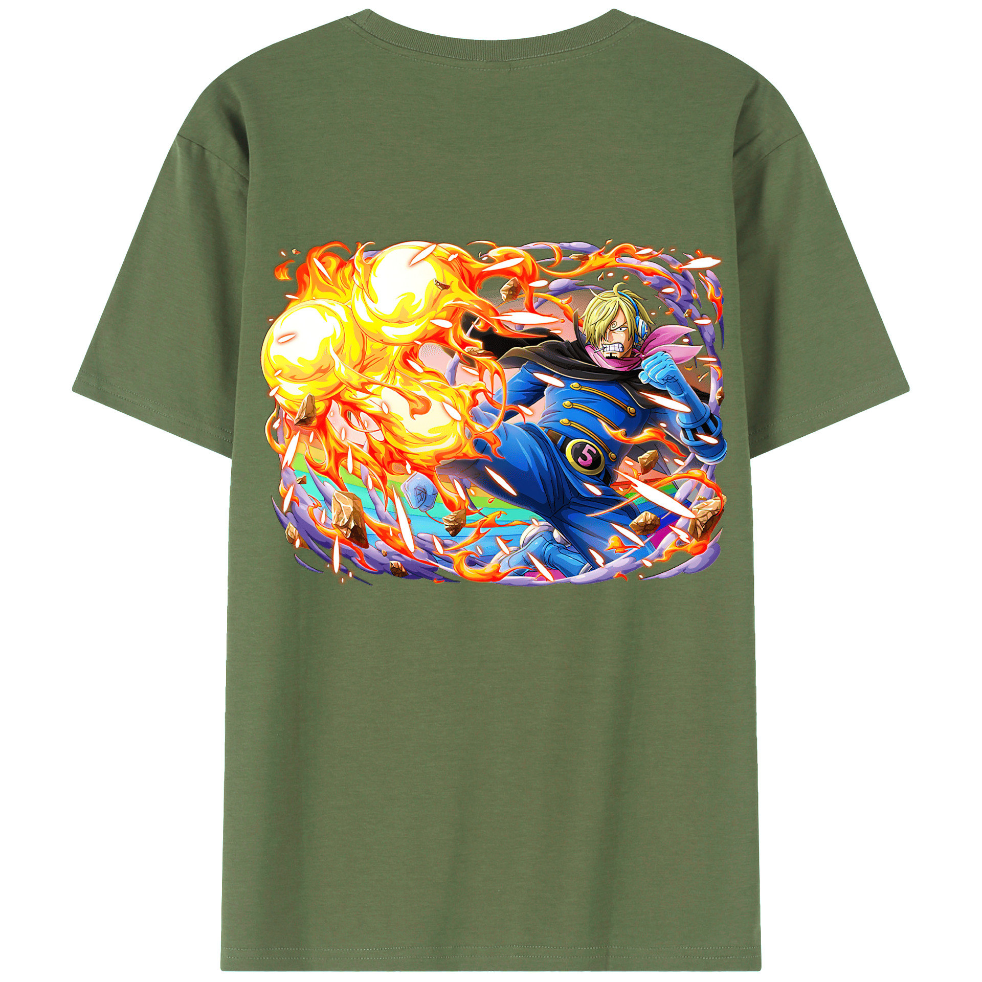 （画像用） ワンピース サンジ ONE PIECE Sanji 綿100％ メンズ半袖Tシャツ（バックプリント） 通気性